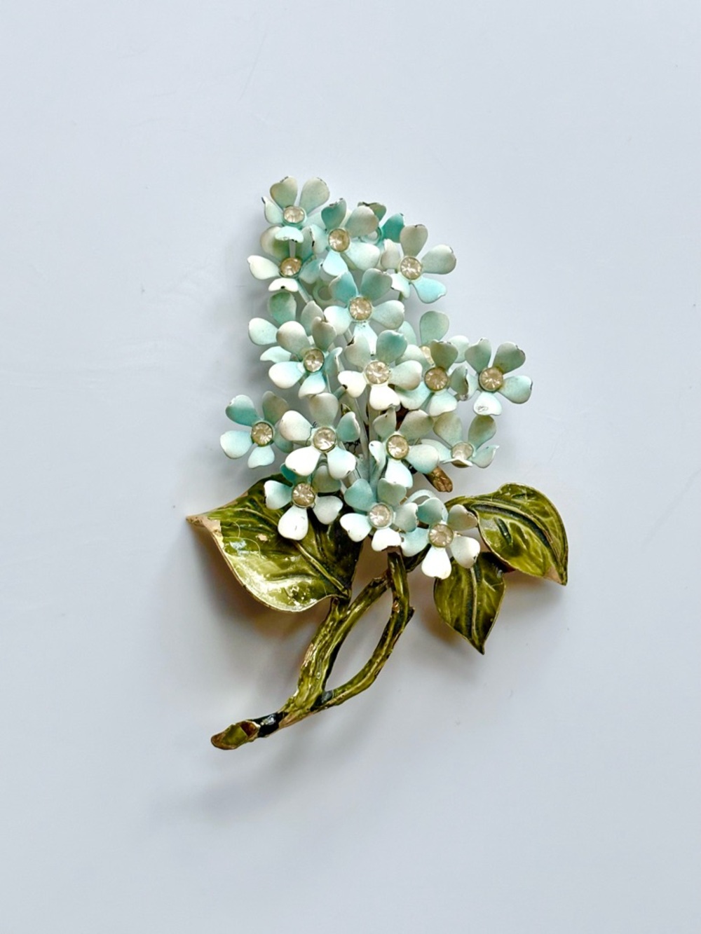 Vintage Enamel Hydrangea Flower Brooch